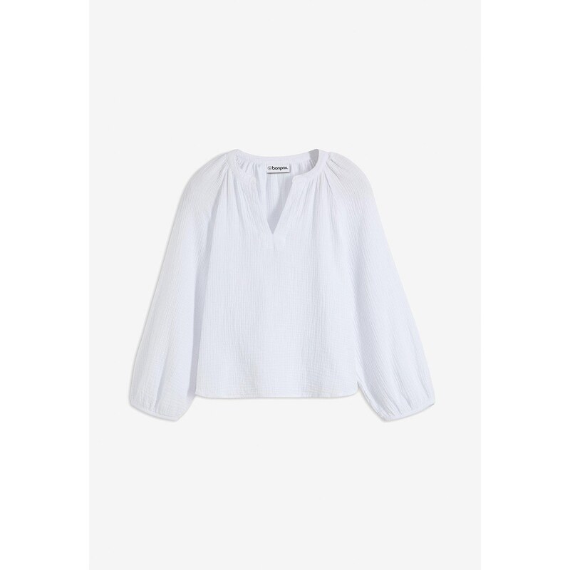 bonprix Blúzka, oversize z mušelínu, farba biela 44896311