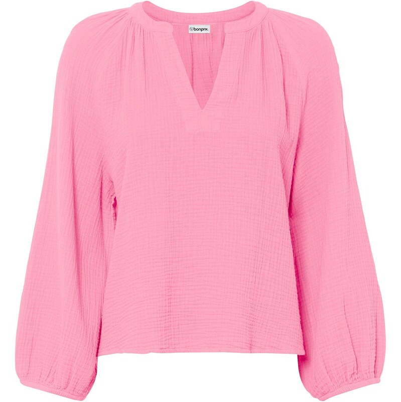 bonprix Blúzka, oversize z mušelínu, farba ružová 44896310