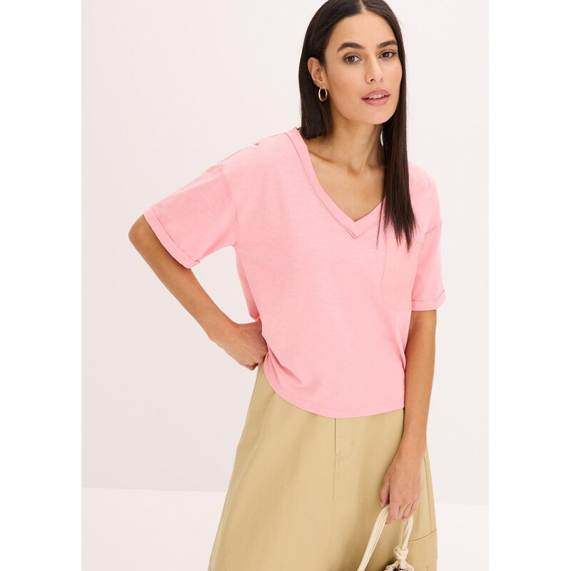 bonprix Tričko Oversize z čistej bavlny, farba ružová 62471272