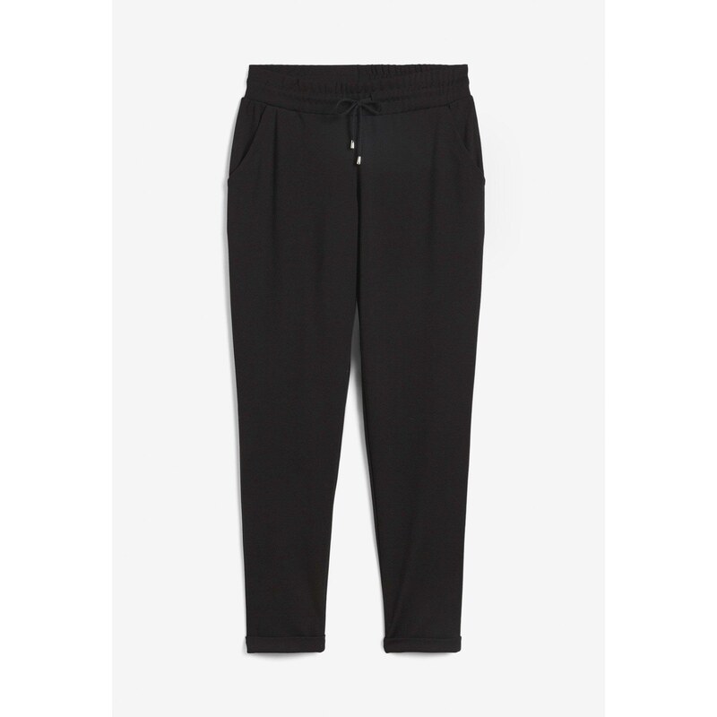 bonprix Nohavice bez zapínania, z viskózového mixu, farba čierna 44742468