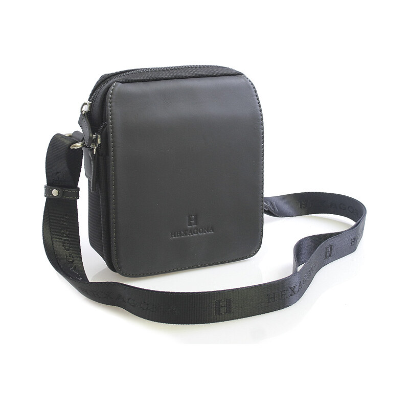 Čierna kožená dokladovka cez plece Hexagona 299176 čierna 56863932