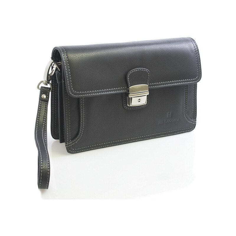 Pánske čierne luxusné kožené etue Hexagona 69376 čierna 57819922