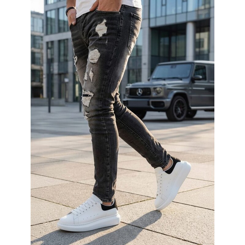 Dstreet Trendy grafitové pánske rifle v jedinečnom prevedení 49236048