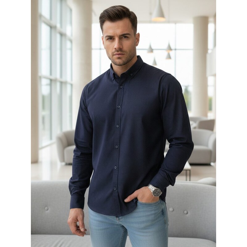 Dstreet Granátová slim fit pánska vzorovaná košeľa 67710861