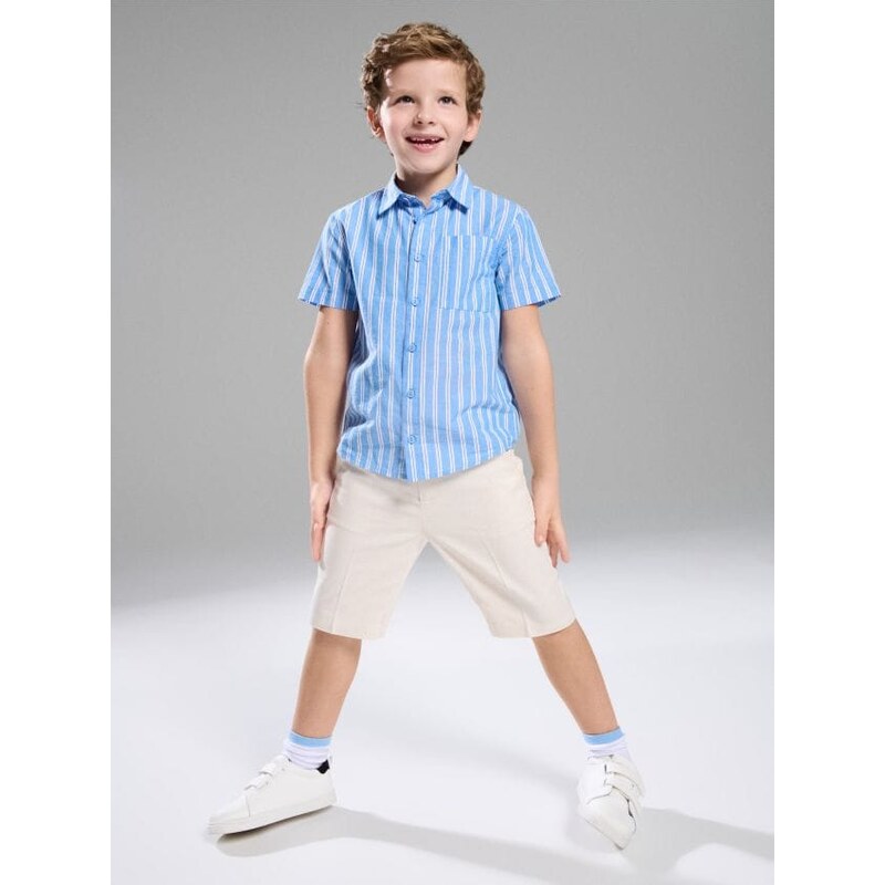 Sinsay - Šortky s prímesou viskózy a ľanu - krémová 67595122