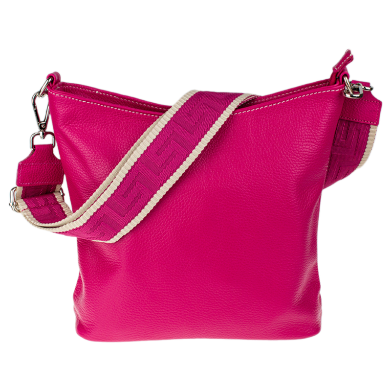 Ružová kožená talianska crossbody kabelka Amalia Fuxia I NovaKabelka 67710710