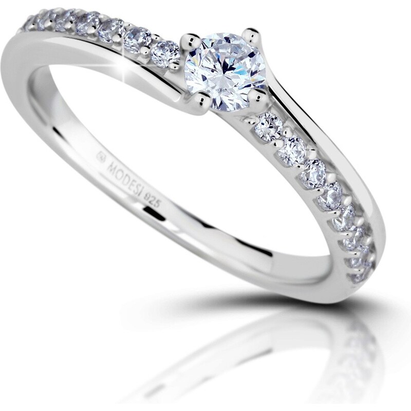 Modesi Zásnubný strieborný prsteň s kubickými zirkónmi M01115 54 mm 67712402