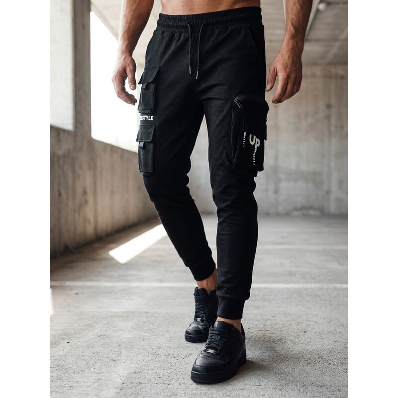 Dstreet Trendy čierne pánske kapsáčové joggery UP 49868510