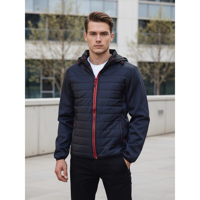 Dstreet Zaujímavá pánska prechodná bunda s prešívaním modrá 63286816