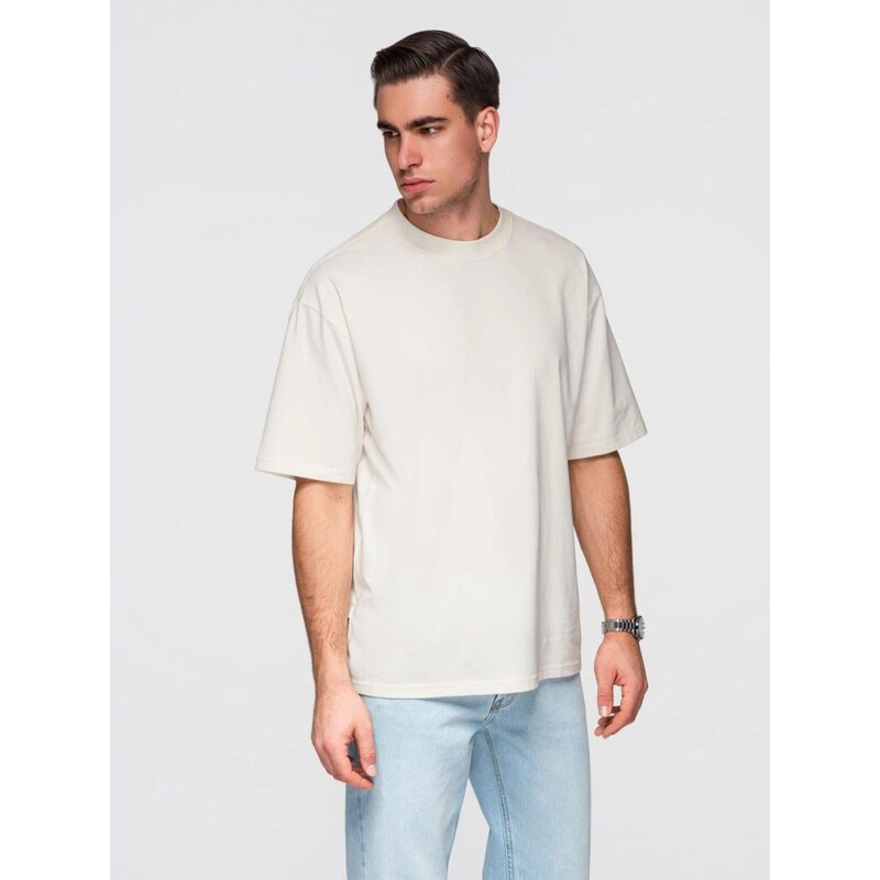 Ombre Clothing Ecru tričko voľného strihu V2 TSBC-0267 67714510