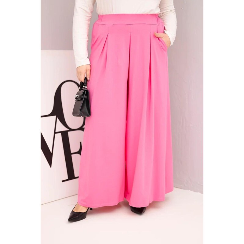 MladaModa Široké oversize nohavice s voľným strihom model 23048 jasné 67714537