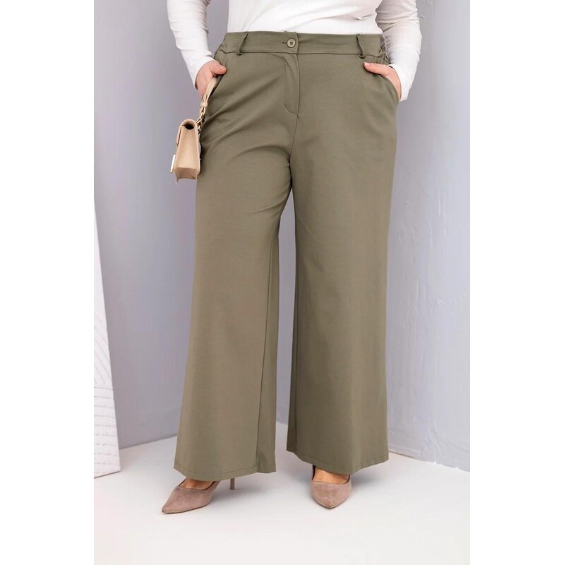 MladaModa Široké oversize nohavice s vysokým pásom model 2284-1 farba 67714547