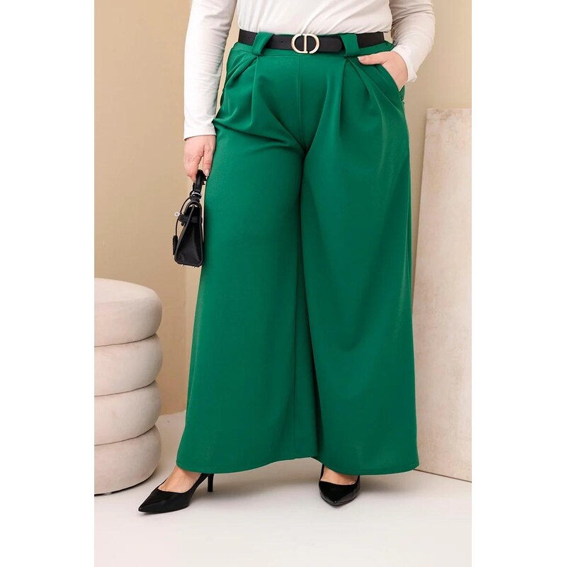 MladaModa Široké oversize nohavice z viskózy model 0054 zelené 67714548