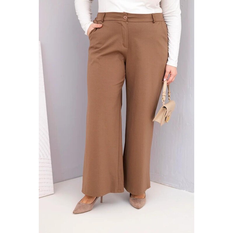 MladaModa Široké oversize nohavice s vysokým pásom model 2284-1 farba 67714545