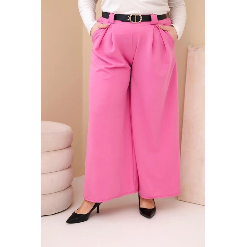 MladaModa Široké oversize nohavice z viskózy model 0054 ružové 67714550