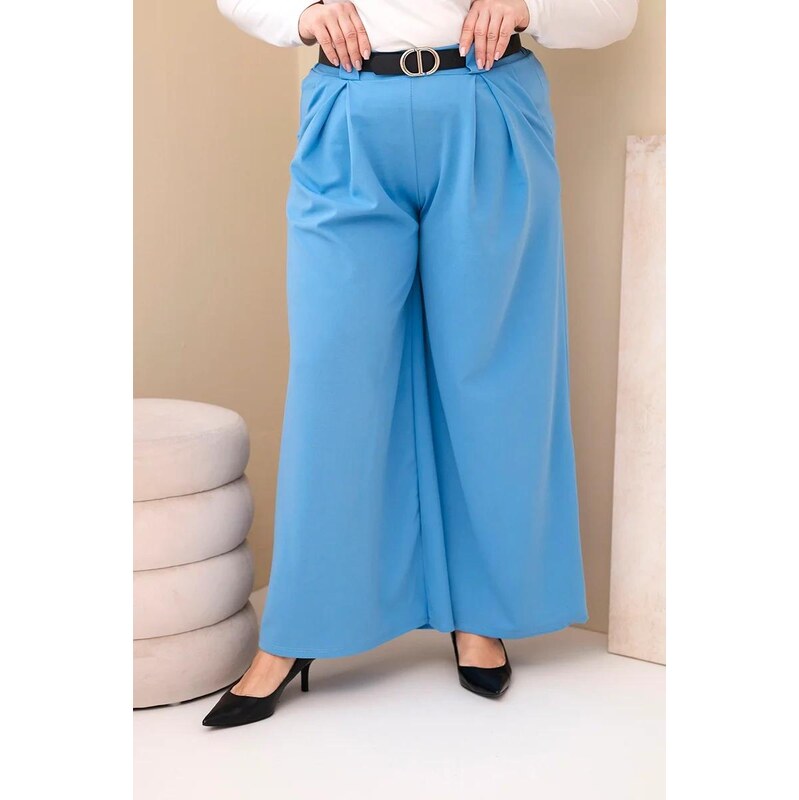 MladaModa Široké oversize nohavice z viskózy model 0054 svetlomodré 67714553