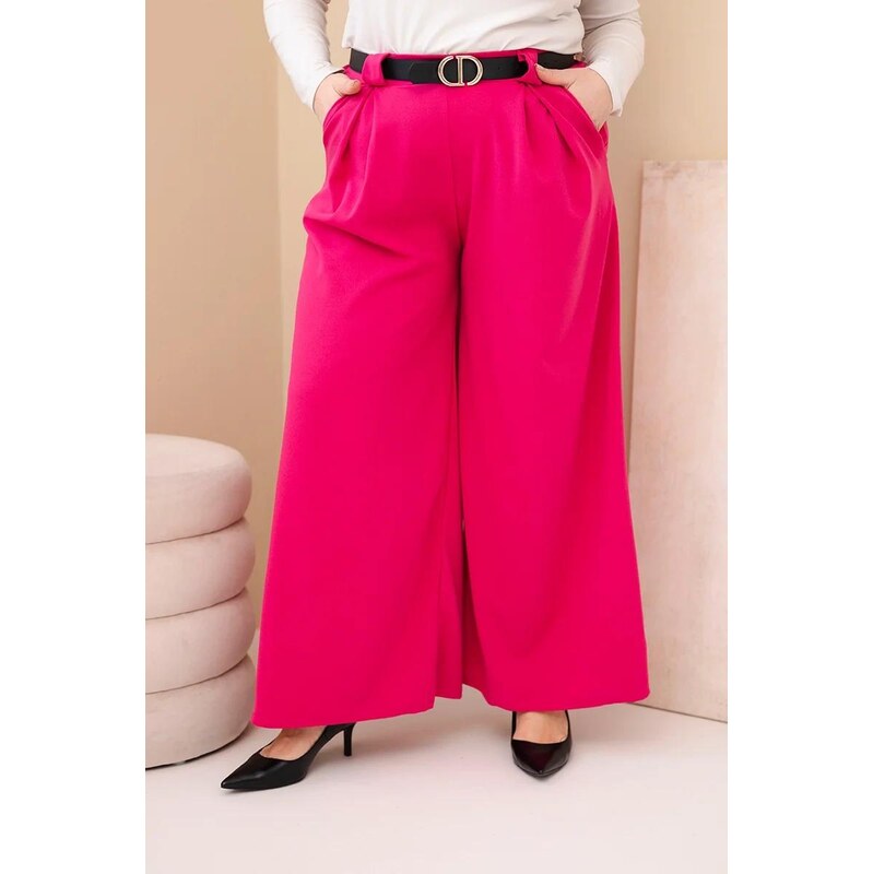 MladaModa Široké oversize nohavice z viskózy model 0054 fuksiové 67714556