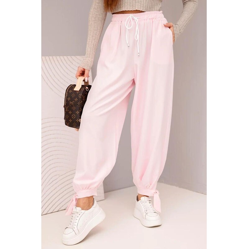 MladaModa Nohavice so širokým strihom a viazaním dole model 90495 67714564