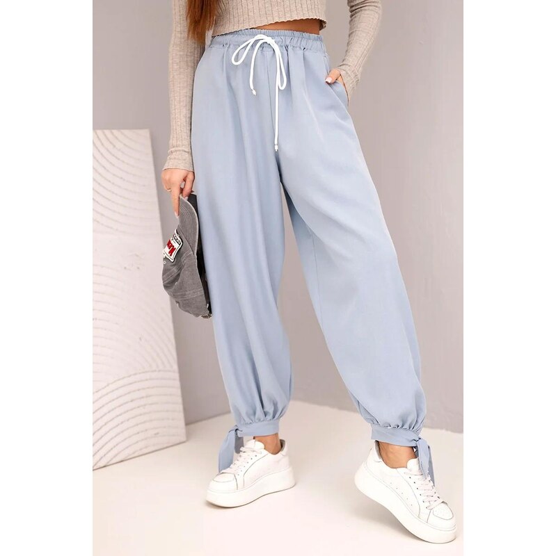 MladaModa Nohavice so širokým strihom a viazaním dole model 90495 67714562