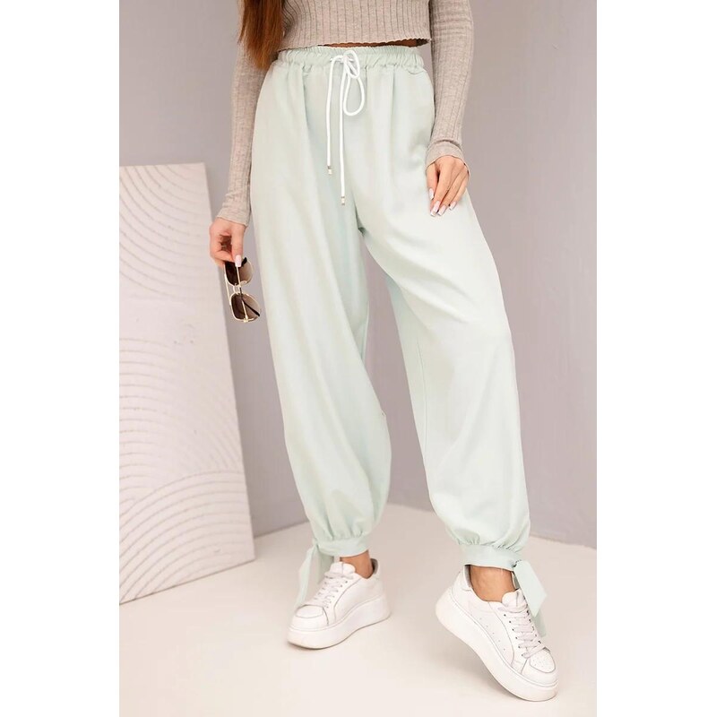 MladaModa Nohavice so širokým strihom a viazaním dole model 90495 67714560