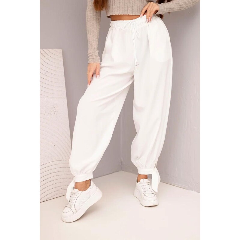 MladaModa Nohavice so širokým strihom a viazaním dole model 90495 67714561