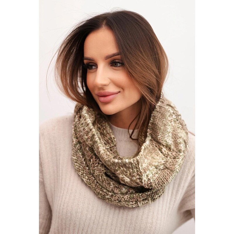 MladaModa Dámsky komínový šál KN25 tmavý mentolový+farba mocca 67714584