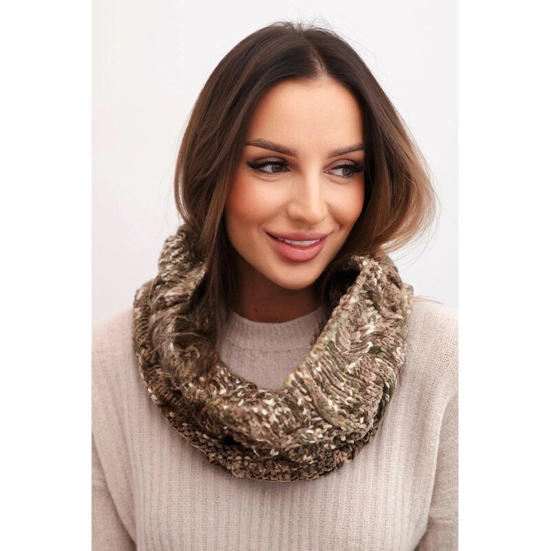 MladaModa Dámsky komínový šál KN25 farba khaki+fango 67714582