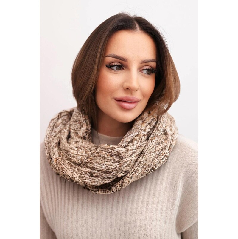 MladaModa Dámsky komínový šál na zimu KN24 tmavohnedý 67714594