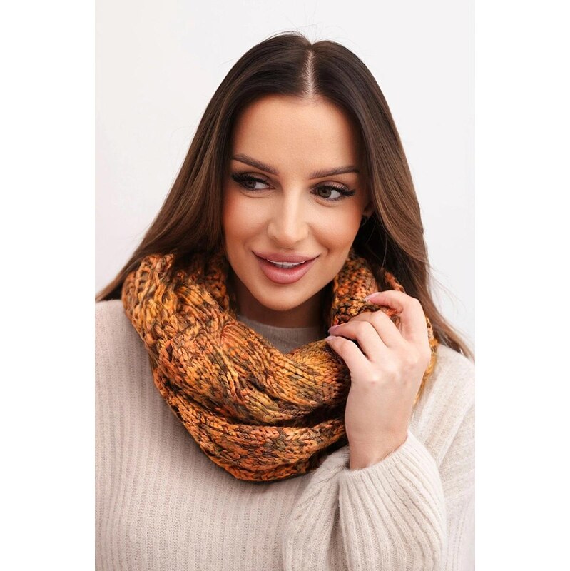 MladaModa Dámsky komínový šál na zimu KN24 horčicový 67714592