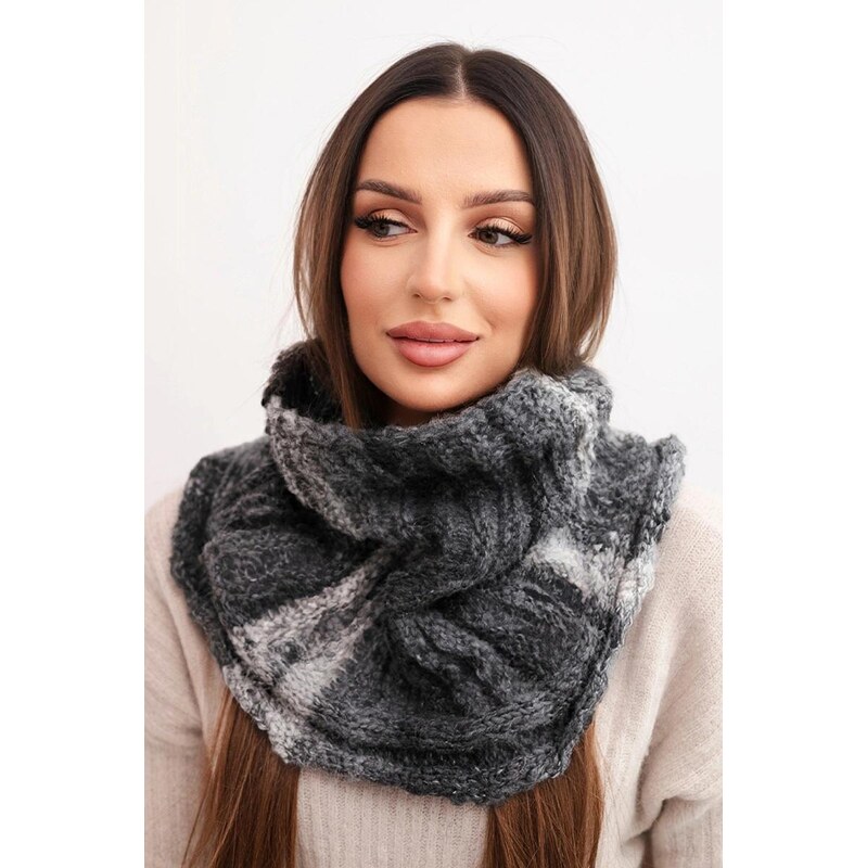 MladaModa Dámsky komínový šál s rolákom KN21 grafitový 67714603