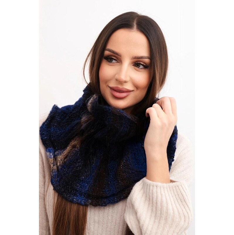 MladaModa Dámsky komínový šál s rolákom KN21 farba námornícka modrá 67714605