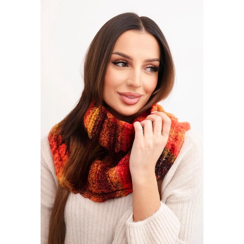 MladaModa Dámsky komínový šál s rolákom KN21 červený 67714606