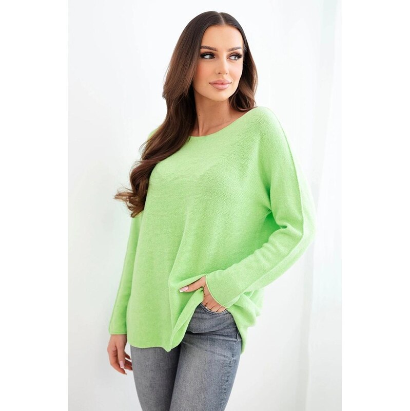 MladaModa Viskózový sveter s lodičkovým výstrihom model IT89 svetlý 67714623