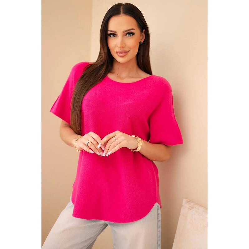 MladaModa Tenký sveter vo voľnom strihu s krátkym rukávom model IT115 67714630