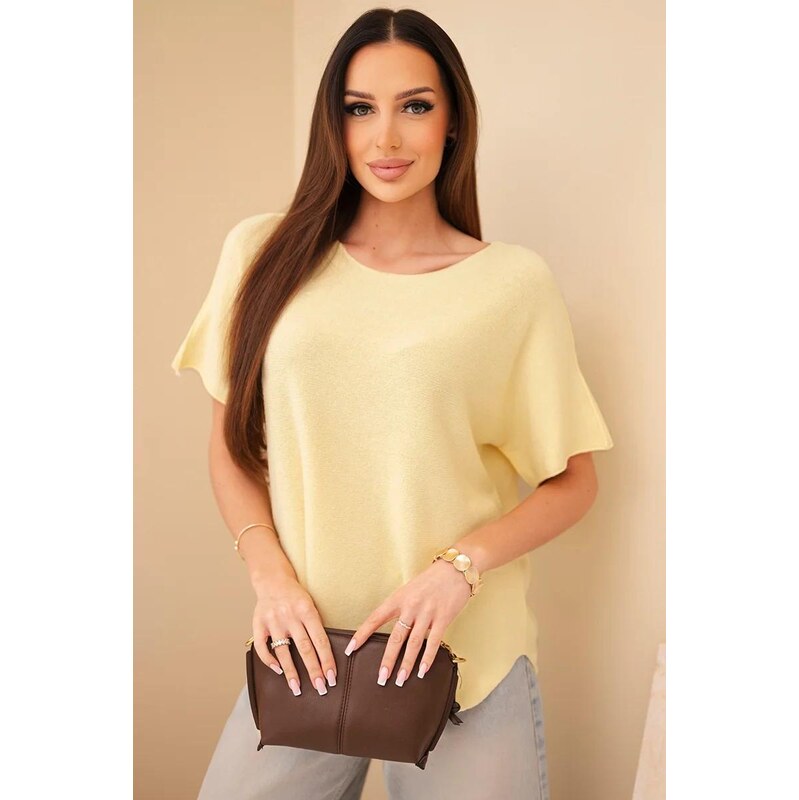 MladaModa Tenký sveter vo voľnom strihu s krátkym rukávom model IT115 67714631