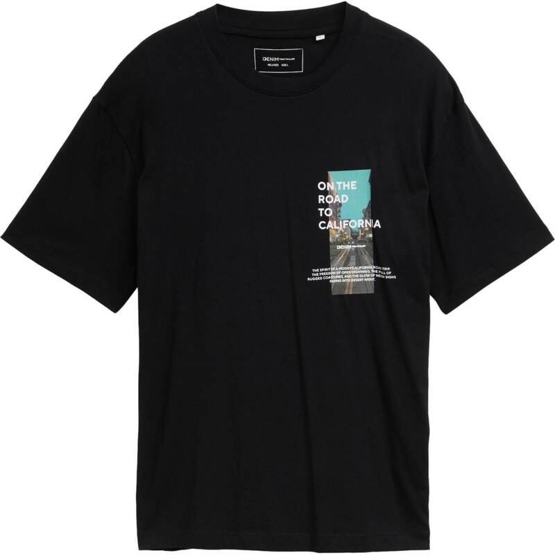 TOM TAILOR DENIM Tričko tyrkysová / tmavosivá / čierna / biela 66807863