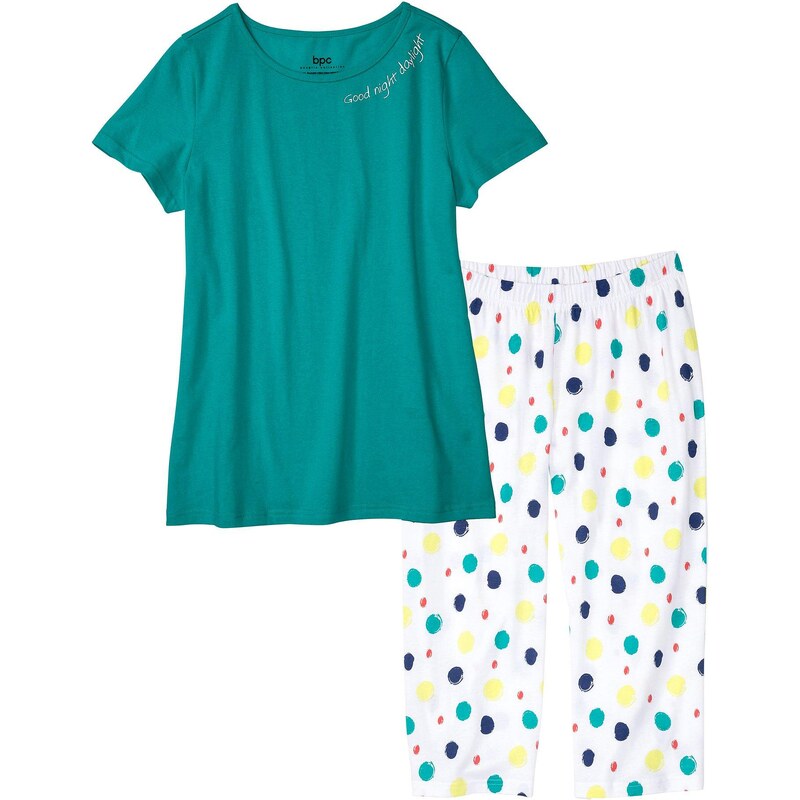 bonprix Capri pyžamo z čistej bavlny, farba zelená 49696637