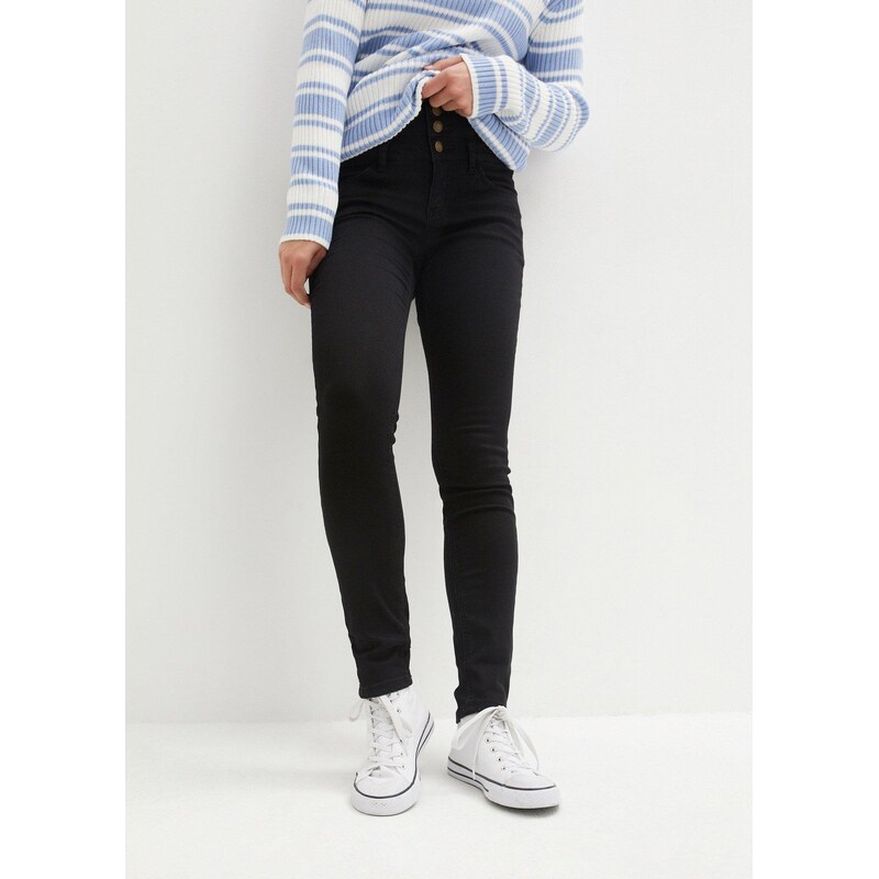 bonprix Skinny džínsy, high waist, shaping, termo, farba čierna 46552172