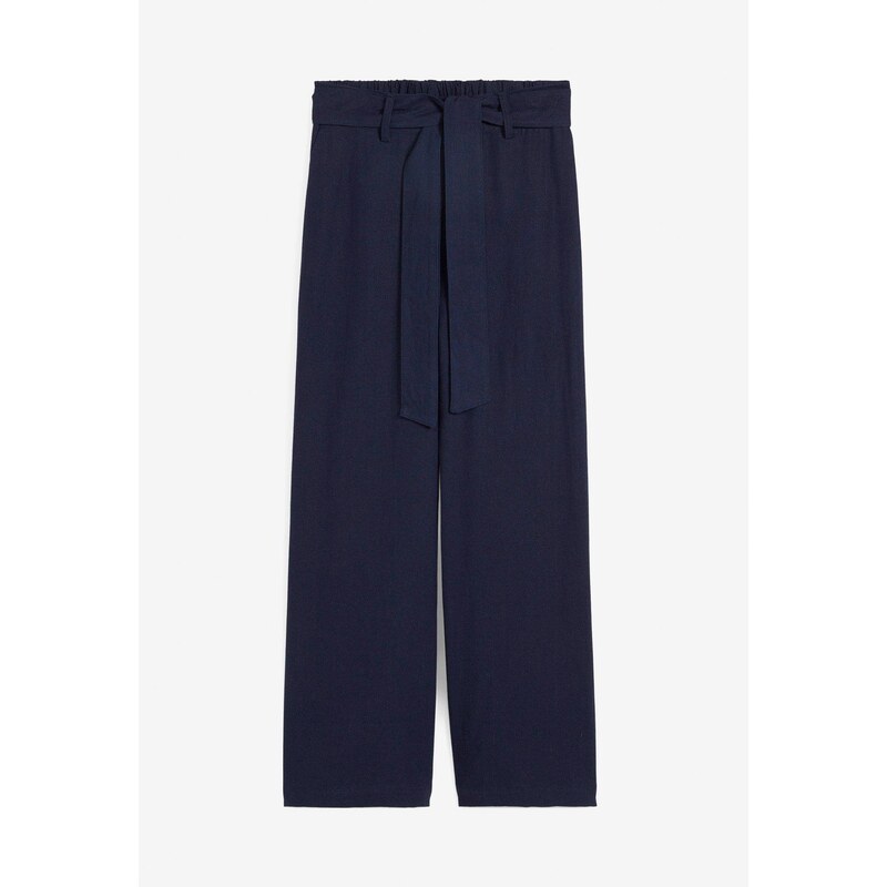 bonprix Culotte nohavice z ľahkého pláteného mixu, farba modrá 49697378