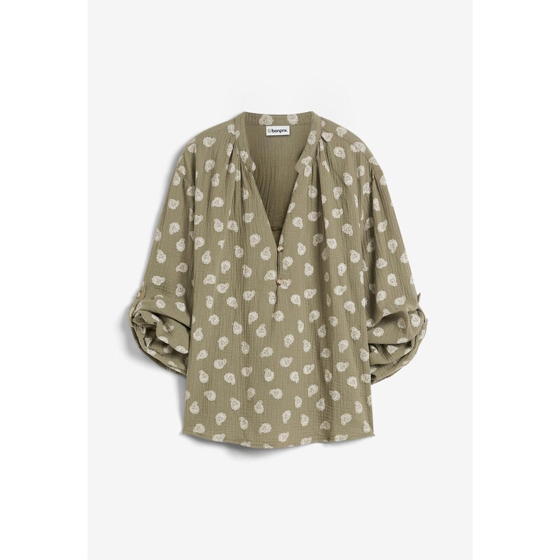 bonprix Oversize blúzka zo vzdušného mušelínu, farba zelená 50748027