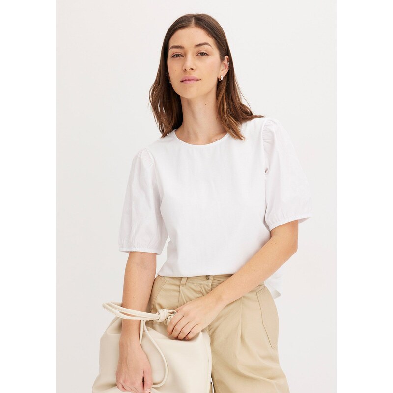 bonprix Tričko s balónovými rukávmi, farba biela 62471035