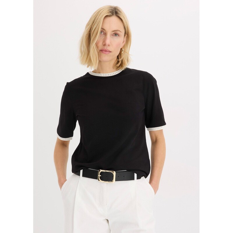 bonprix Tričko s čipkou, farba čierna 63478510