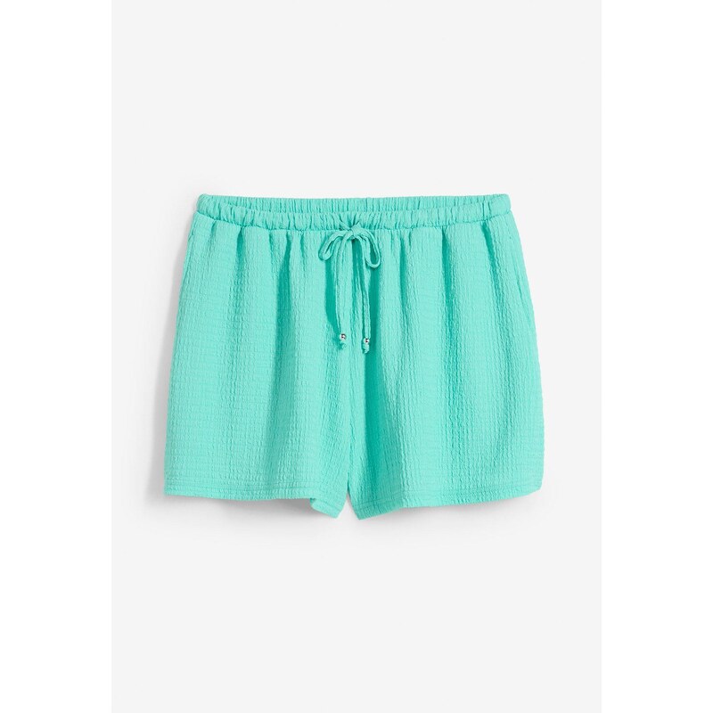 bonprix Šortky bez zapínania zo štruktúrovaného krepu, farba zelená 64226307
