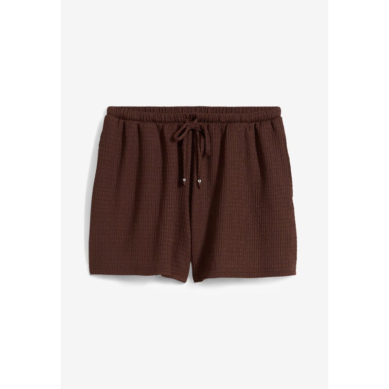 bonprix Šortky bez zapínania zo štruktúrovaného krepu, farba hnedá 64226306