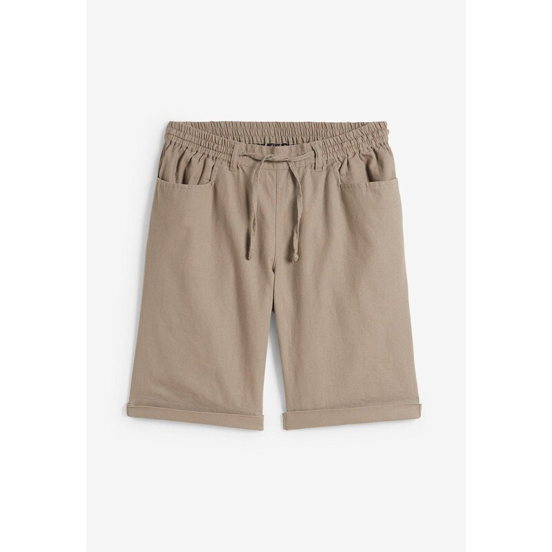 bonprix Plátené bermudy, farba hnedá 44741905