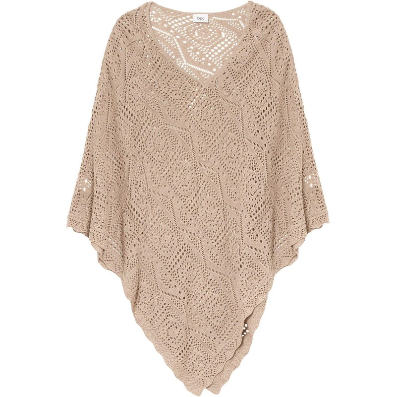 bonprix Letné pončo v háčkovanom vzhľade, farba béžová 44791755