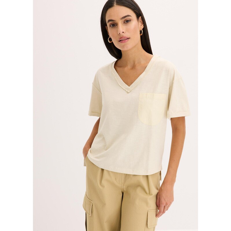 bonprix Tričko Oversize z čistej bavlny, farba béžová 62471274