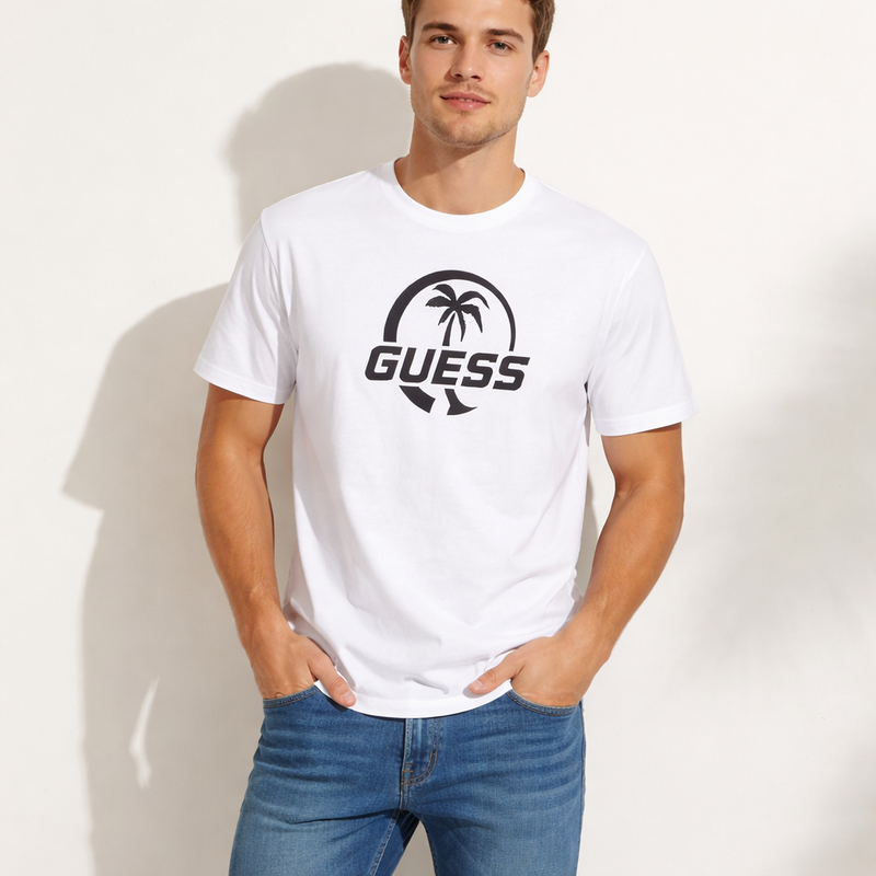 Guess cn ss logo palm t-shirt PURE WHITE 67720344