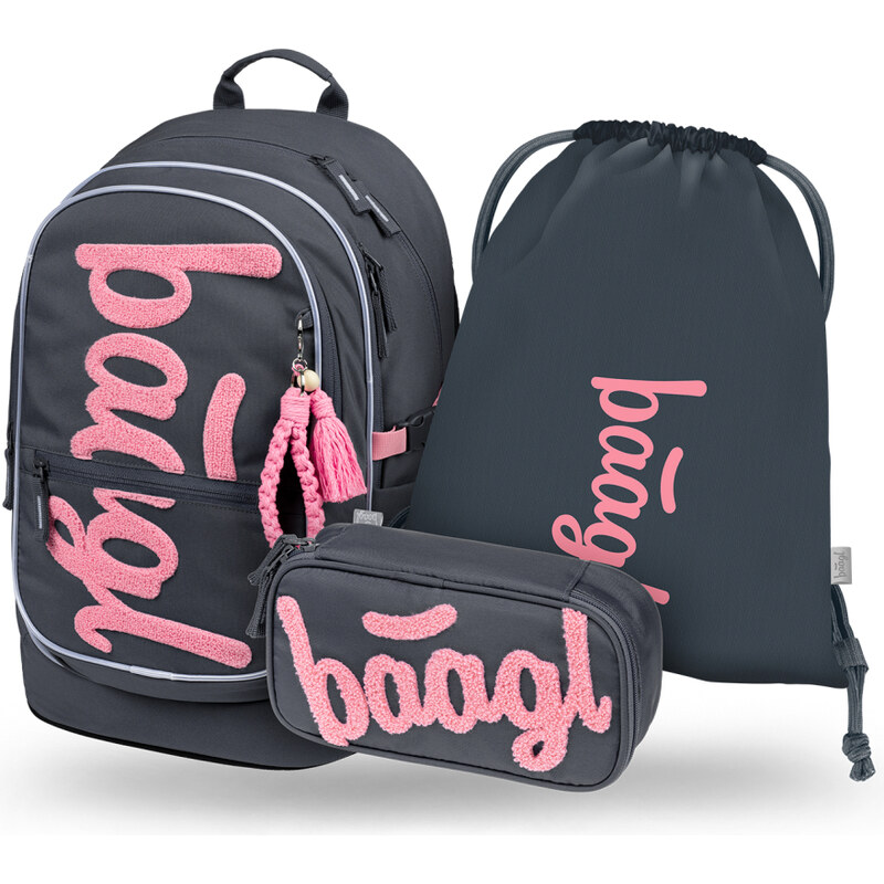 BAAGL SET 3 Core Logo růžový: batoh, penál, sáček GRS 68553647