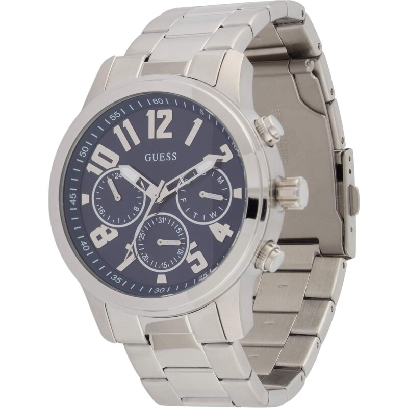 GUESS Analógové hodinky Parker námornícka modrá / strieborná 67732049